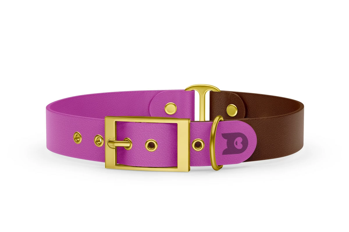 Dog Collar Duo: Light purple & Dark brown with Gold