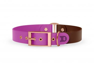 Dog Collar Duo: Light purple & Dark brown with Rosegold