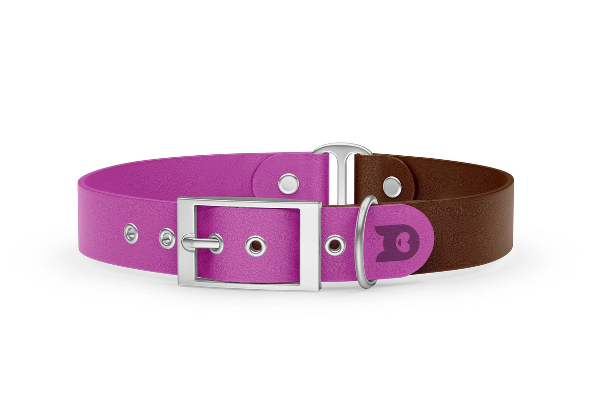 Dog Collar Duo: Light purple & Dark brown with Silver