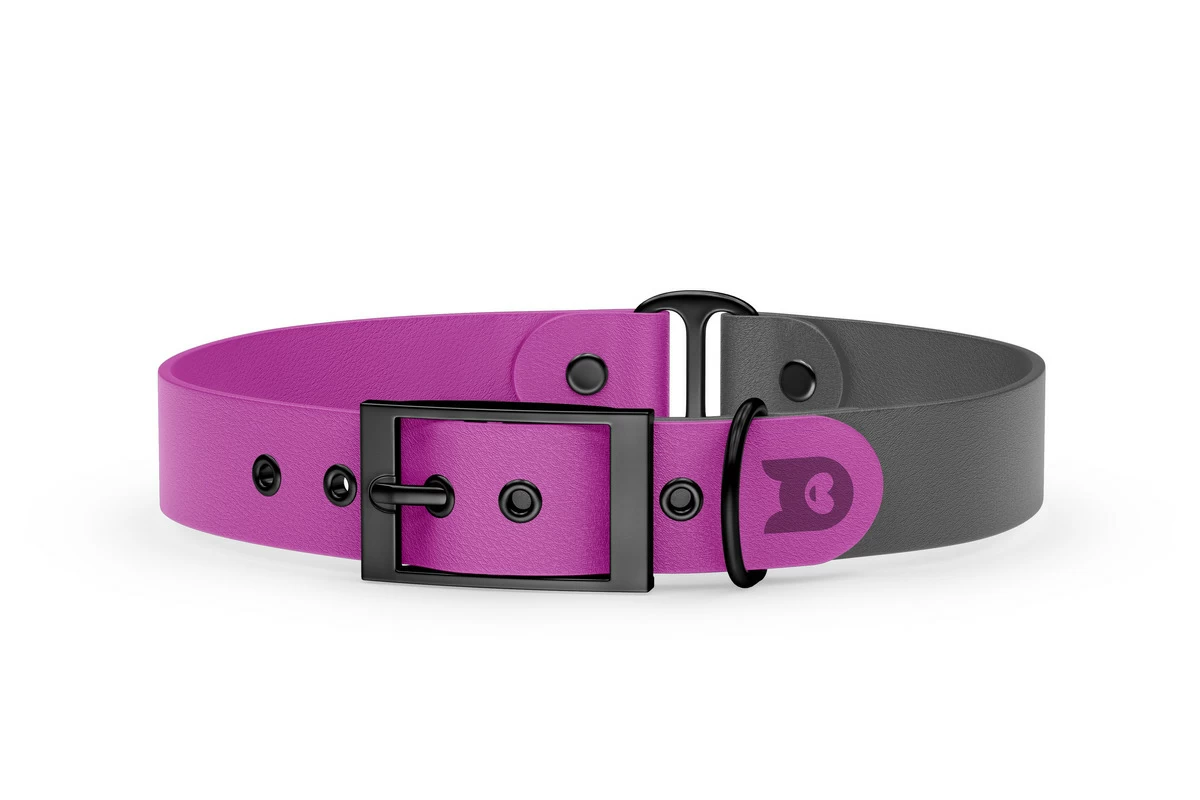 Dog Collar Duo: Light purple & Gray with Black