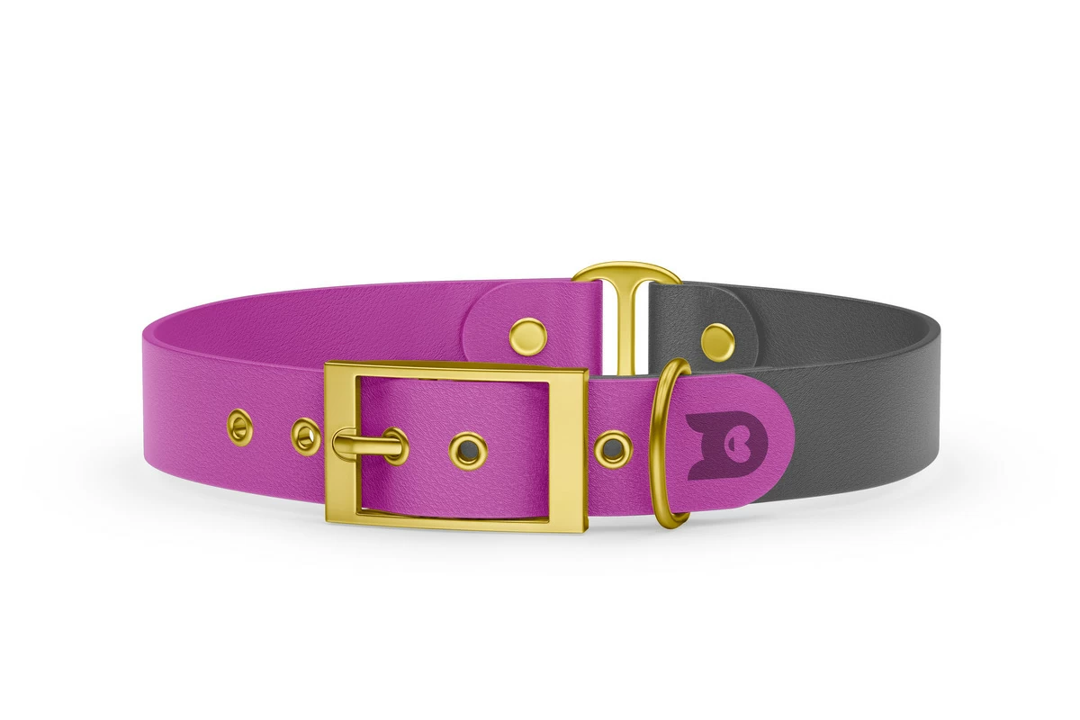 Dog Collar Duo: Light purple & Gray with Gold