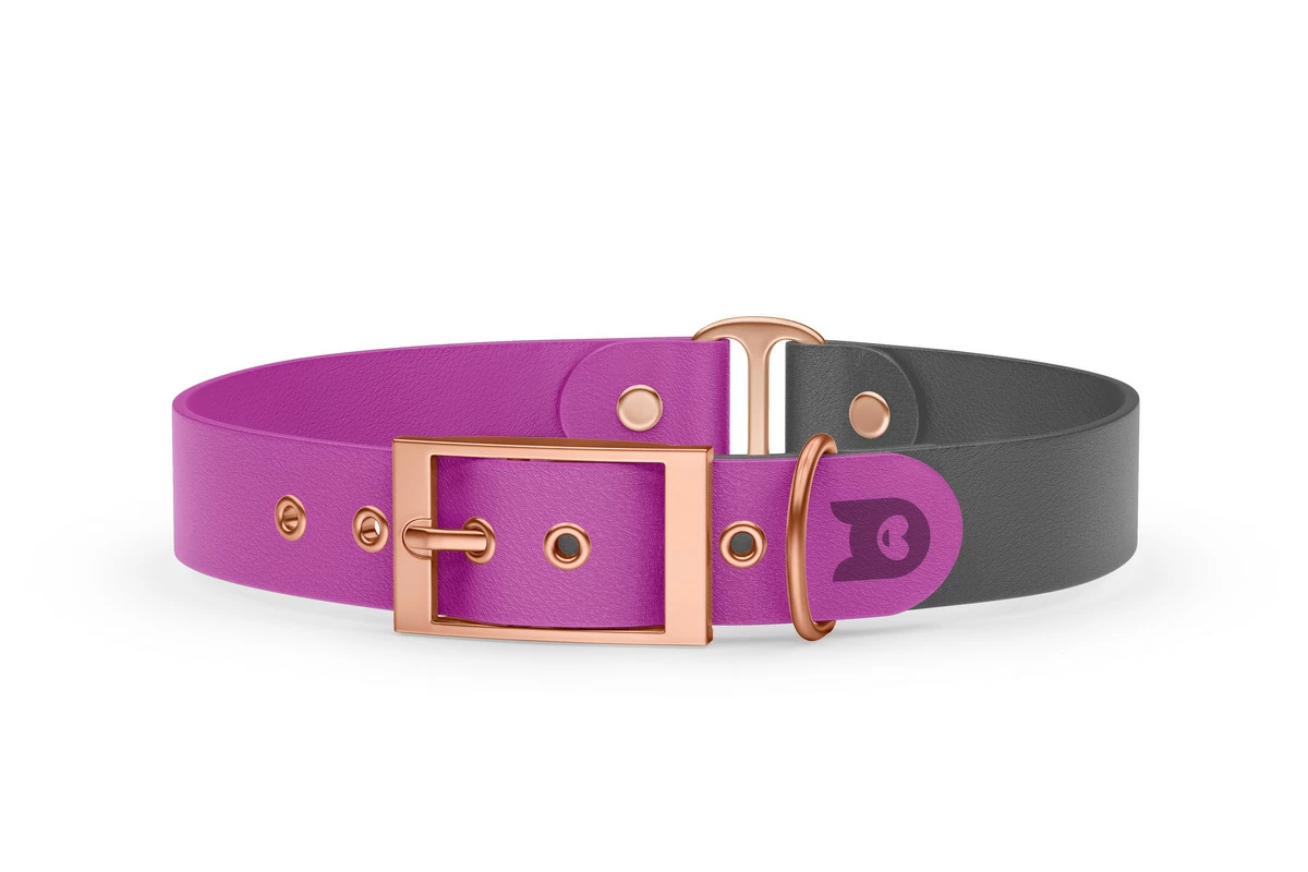 Dog Collar Duo: Light purple & Gray with Rosegold