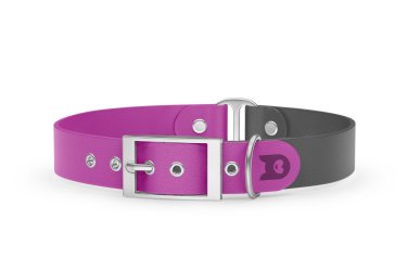 Dog Collar Duo: Light purple & Gray with Silver