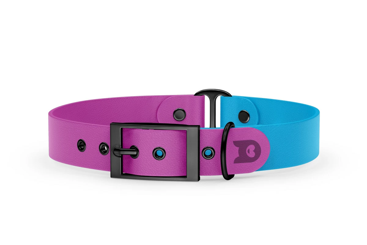 Dog Collar Duo: Light purple & Light blue with Black