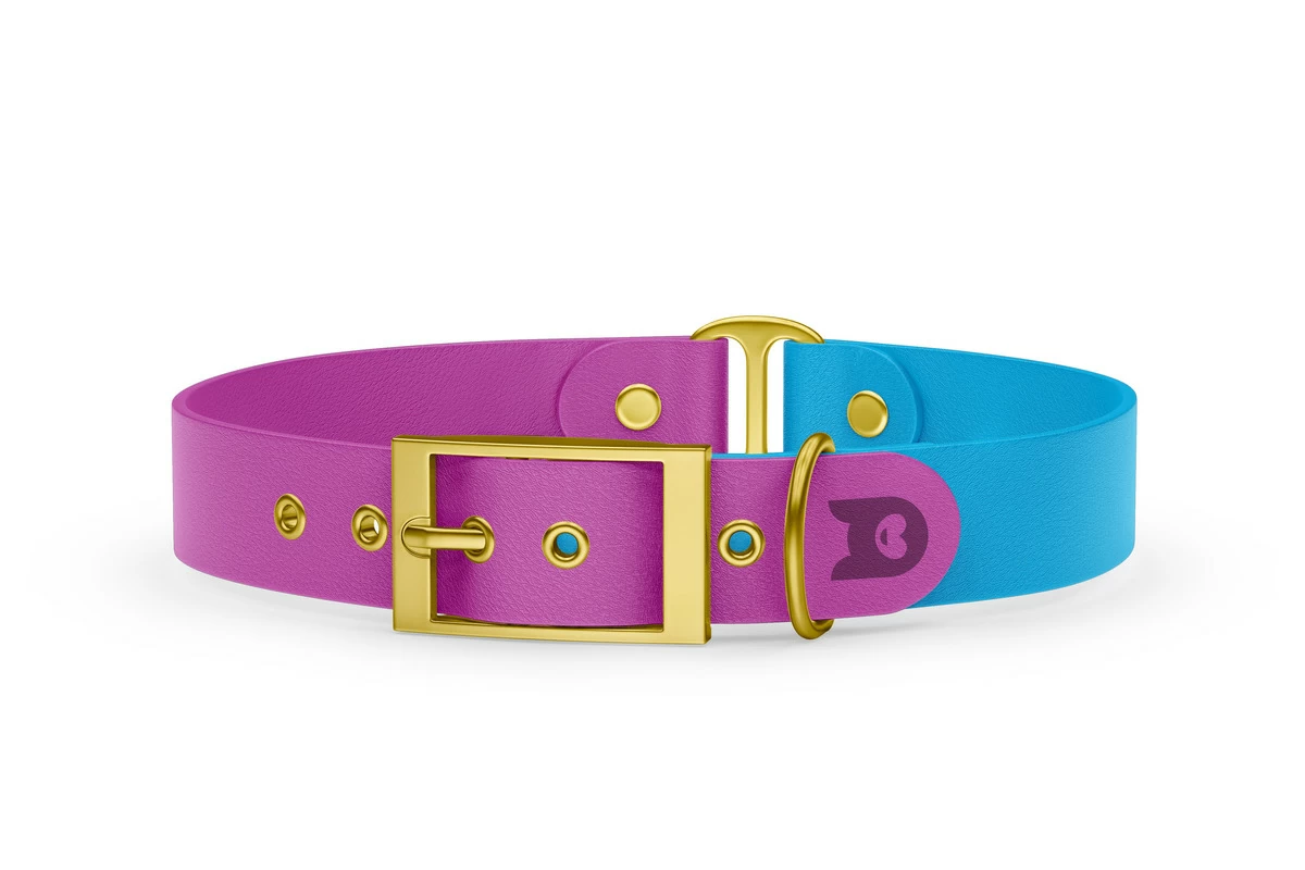 Dog Collar Duo: Light purple & Light blue with Gold