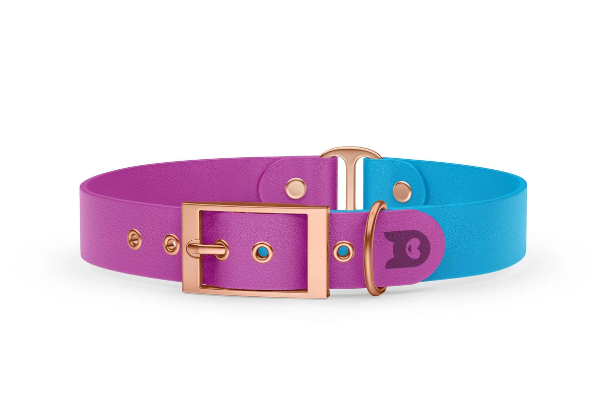 Dog Collar Duo: Light purple & Light blue with Rosegold