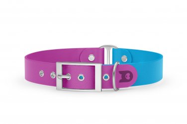 Dog Collar Duo: Light purple & Light blue with Silver
