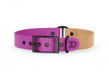 Dog Collar Duo: Light purple & Light brown with Black