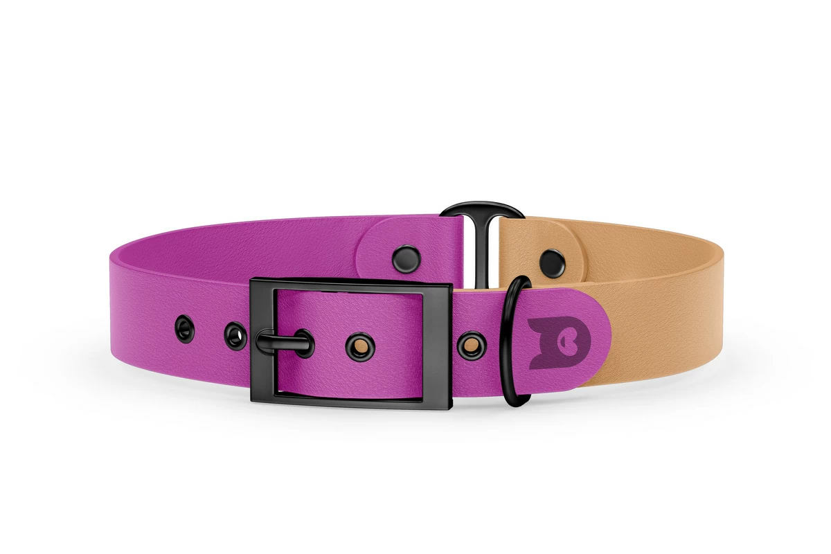 Dog Collar Duo: Light purple & Light brown with Black