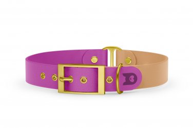 Dog Collar Duo: Light purple & Light brown with Gold