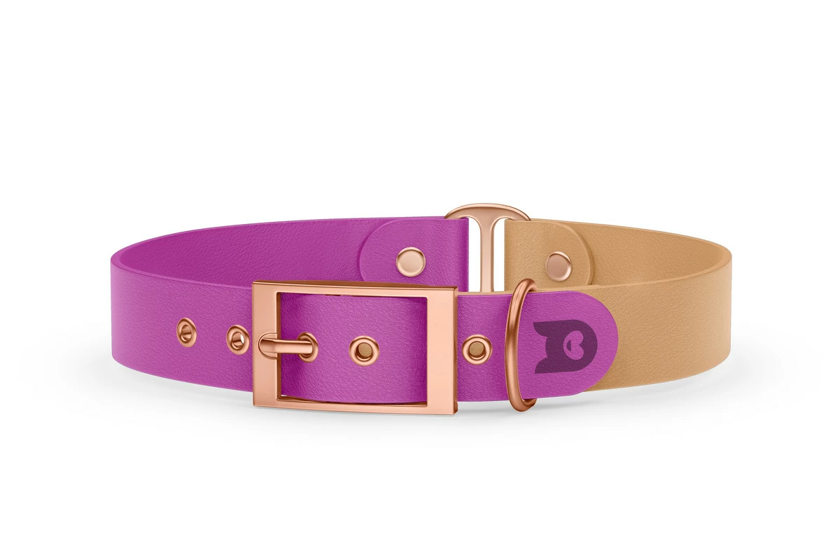 Dog Collar Duo: Light purple & Light brown with Rosegold