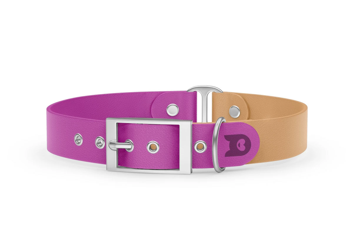 Dog Collar Duo: Light purple & Light brown with Silver