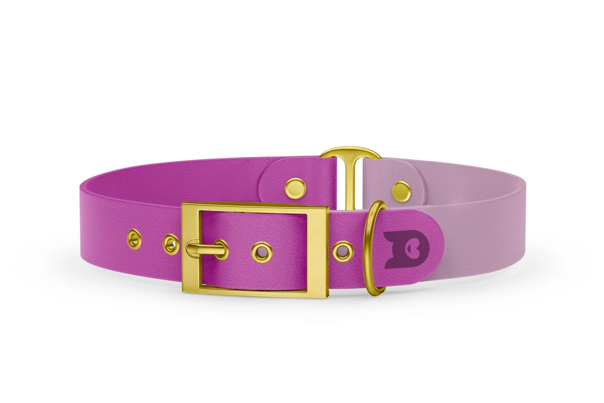 Dog Collar Duo: Light purple & Lilac with Gold