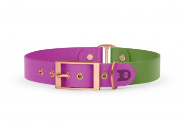 Dog Collar Duo: Light purple & Olive with Rosegold