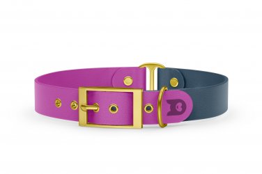 Dog Collar Duo: Light purple & Petrol with Gold