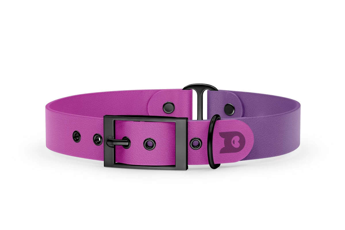 Dog Collar Duo: Light purple & Purpur with Black