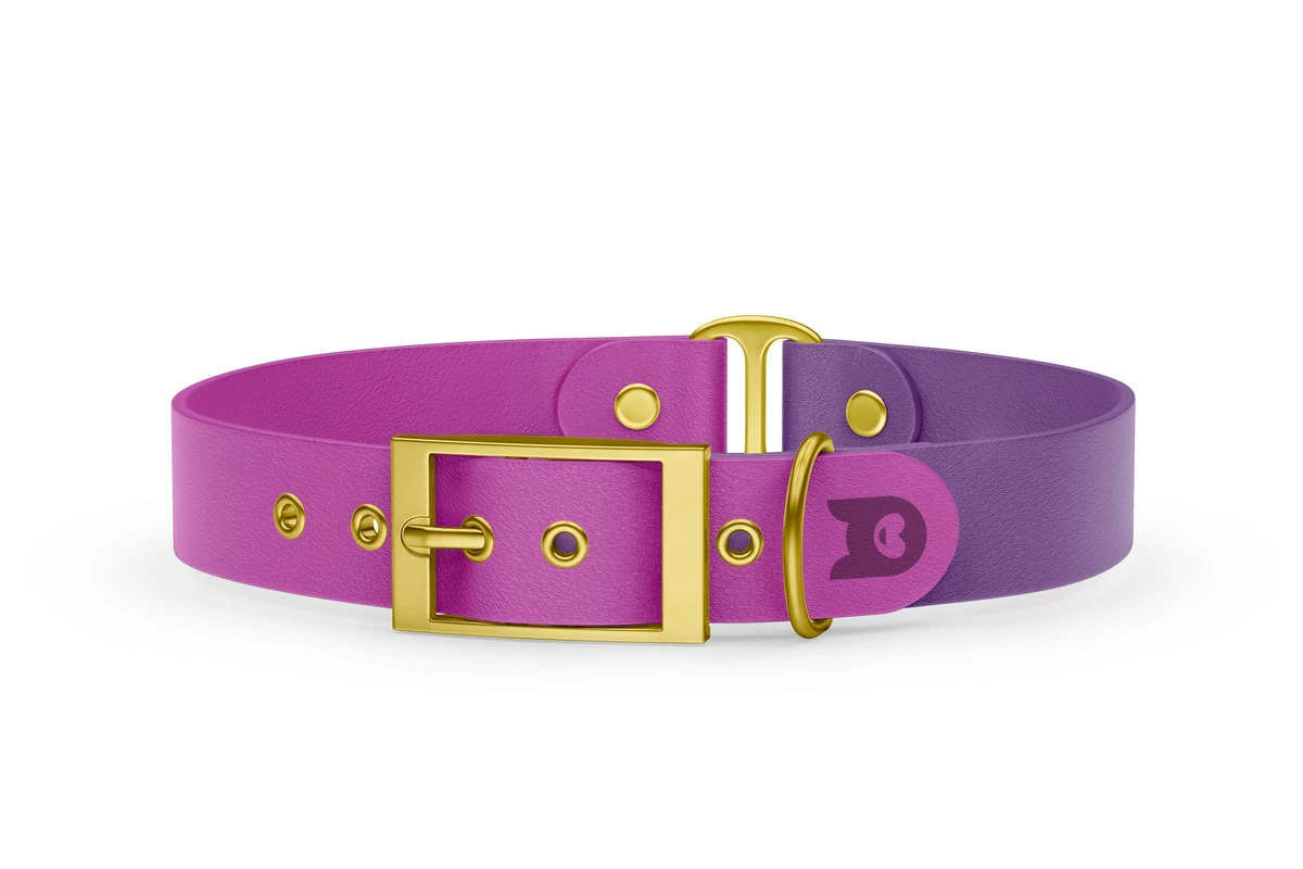 Dog Collar Duo: Light purple & Purpur with Gold