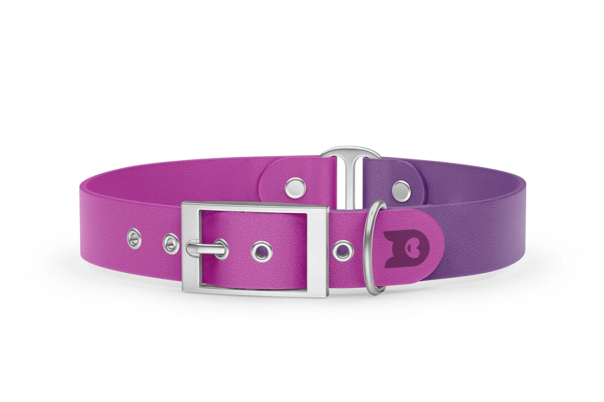 Dog Collar Duo: Light purple & Purpur with Silver
