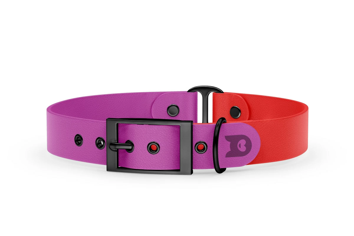Dog Collar Duo: Light purple & Red with Black