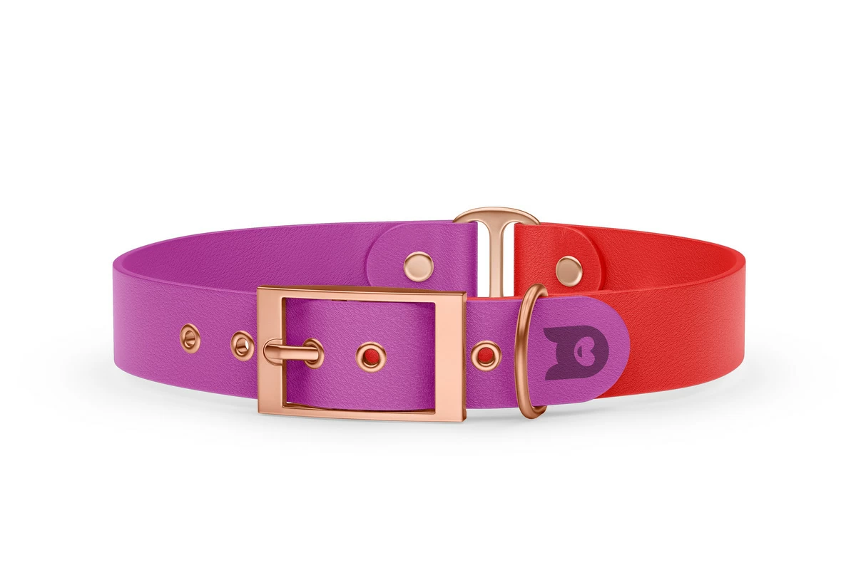 Dog Collar Duo: Light purple & Red with Rosegold