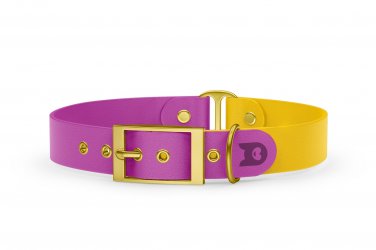 Dog Collar Duo: Light purple & Yellow with Gold