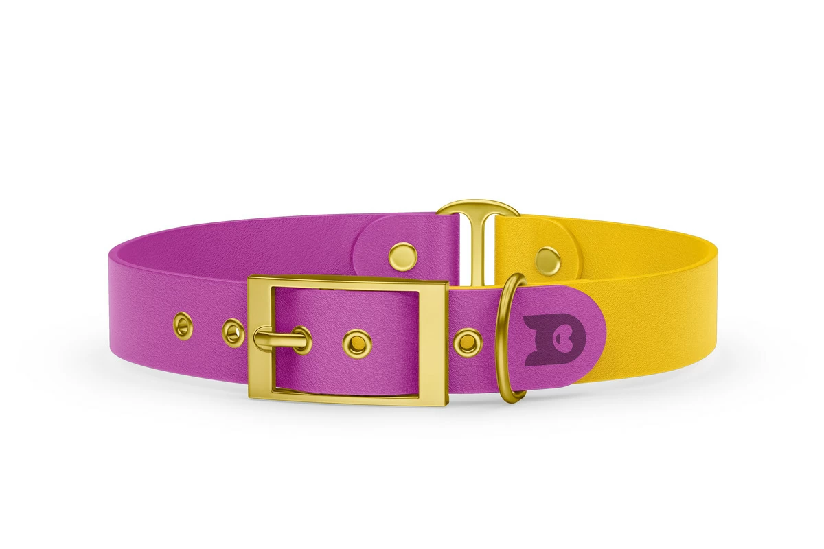Dog Collar Duo: Light purple & Yellow with Gold