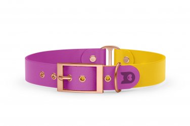 Dog Collar Duo: Light purple & Yellow with Rosegold
