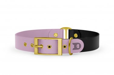 Dog Collar Duo: Lilac & Black with Gold