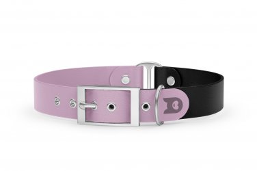 Dog Collar Duo: Lilac & Black with Silver