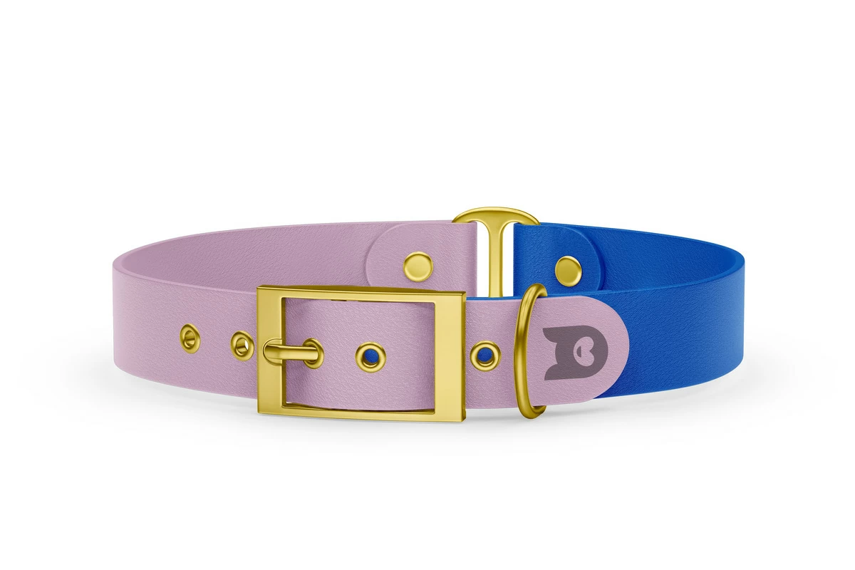 Dog Collar Duo: Lilac & Blue with Gold