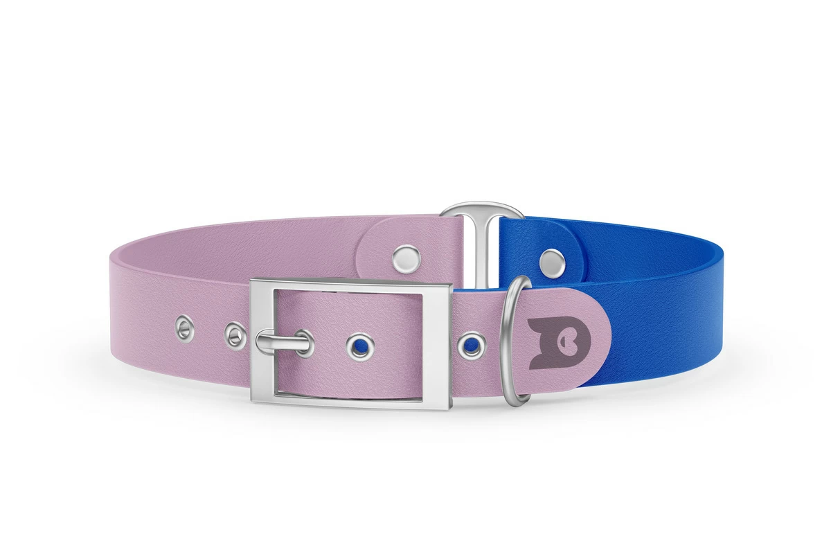 Dog Collar Duo: Lilac & Blue with Silver