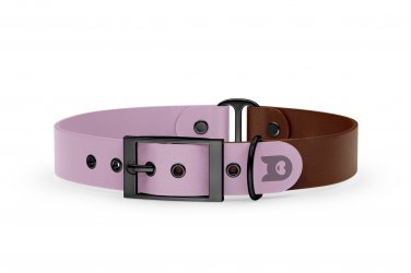 Dog Collar Duo: Lilac & Dark brown with Black