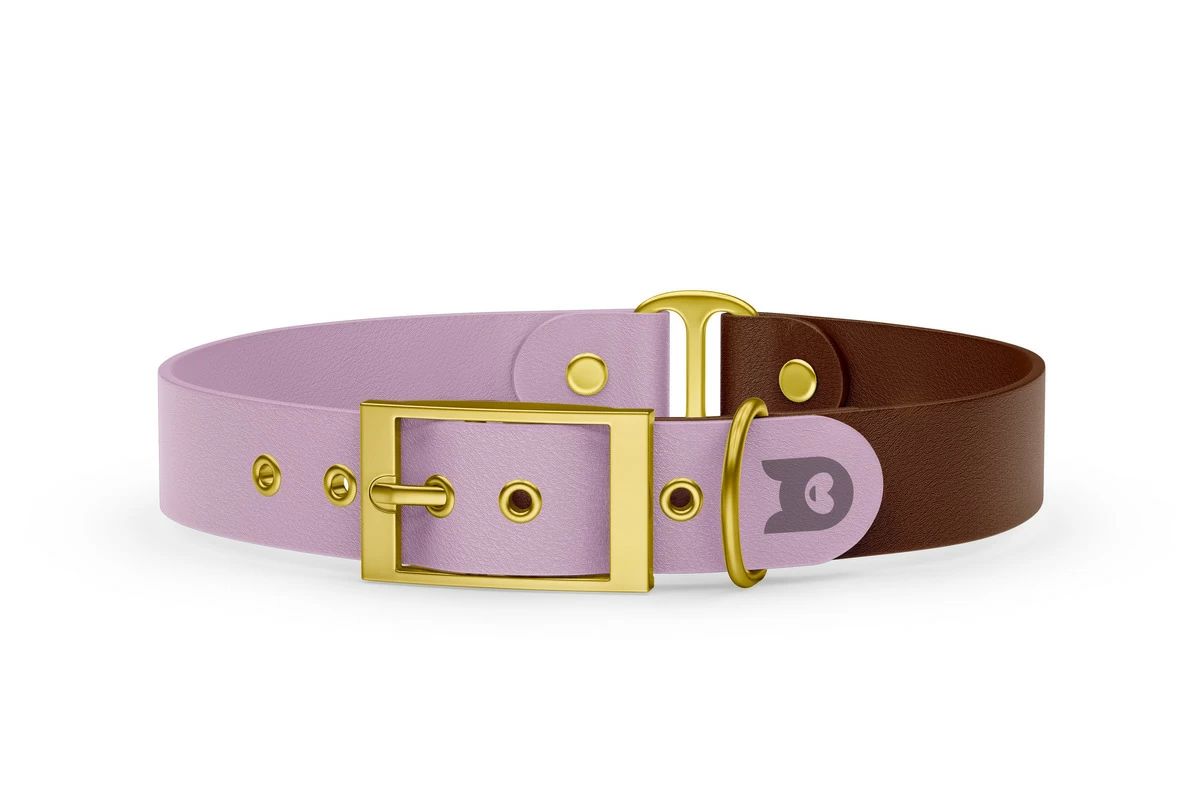 Dog Collar Duo: Lilac & Dark brown with Gold