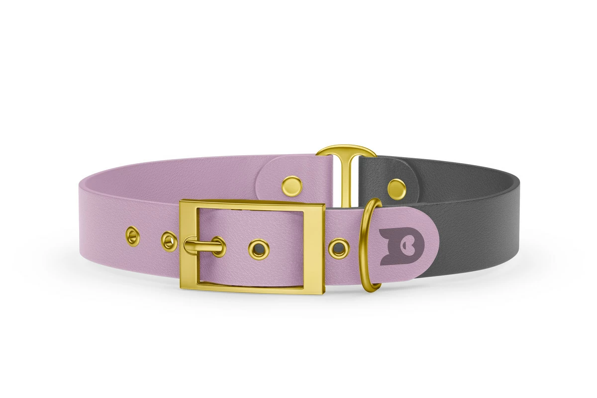 Dog Collar Duo: Lilac & Gray with Gold