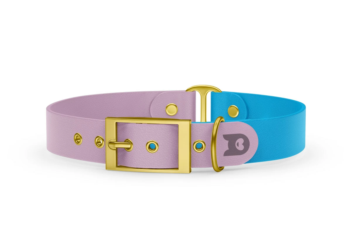 Dog Collar Duo: Lilac & Light blue with Gold