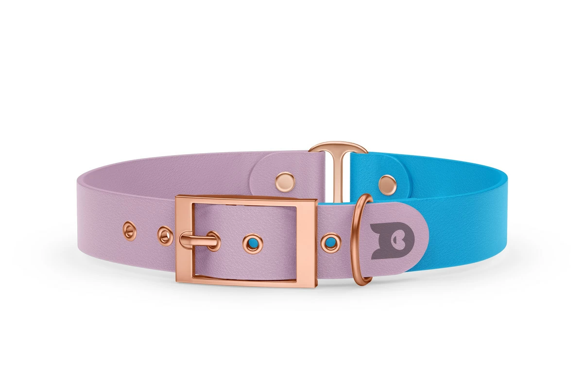 Dog Collar Duo: Lilac & Light blue with Rosegold