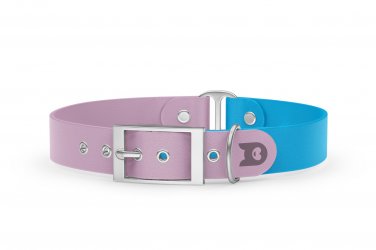 Dog Collar Duo: Lilac & Light blue with Silver