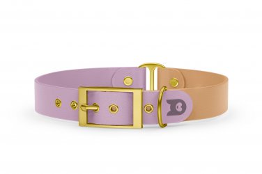 Dog Collar Duo: Lilac & Light brown with Gold