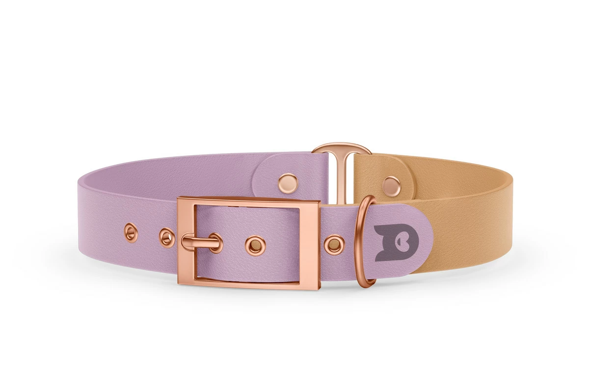 Dog Collar Duo: Lilac & Light brown with Rosegold