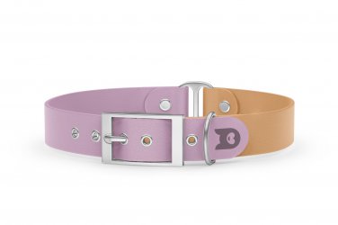 Dog Collar Duo: Lilac & Light brown with Silver