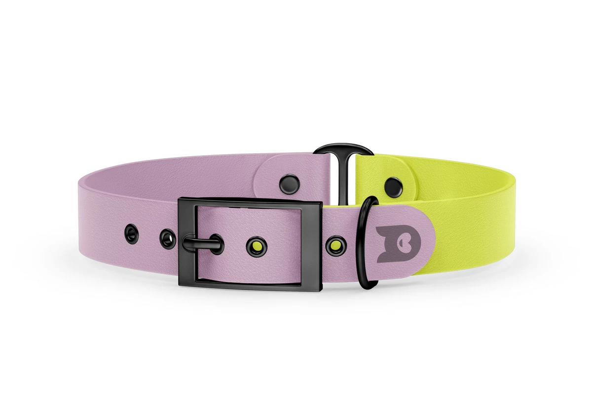 Dog Collar Duo: Lilac & Neon yellow with Black