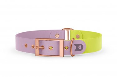 Dog Collar Duo: Lilac & Neon yellow with Rosegold