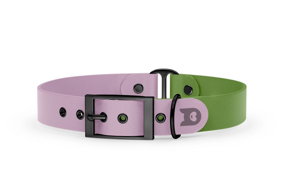 Dog Collar Duo: Lilac & Olive with Black
