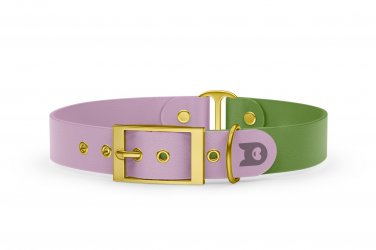 Dog Collar Duo: Lilac & Olive with Gold