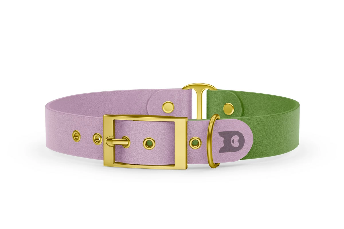 Dog Collar Duo: Lilac & Olive with Gold