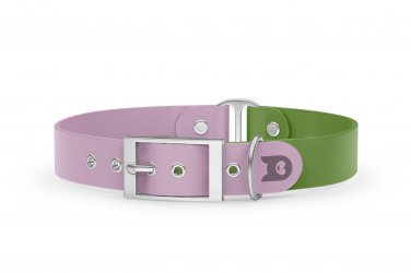 Dog Collar Duo: Lilac & Olive with Silver