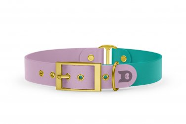 Dog Collar Duo: Lilac & Pastel green with Gold