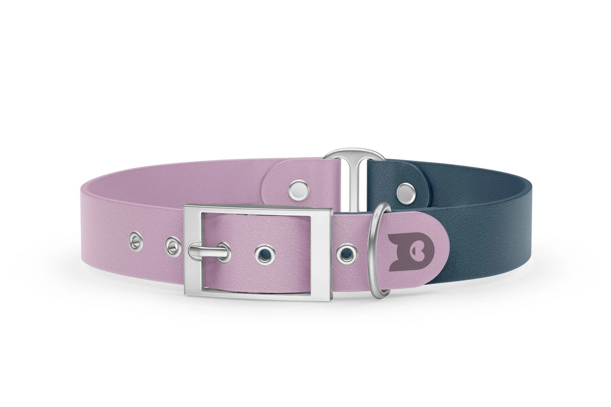 Dog Collar Duo: Lilac & Petrol with Silver