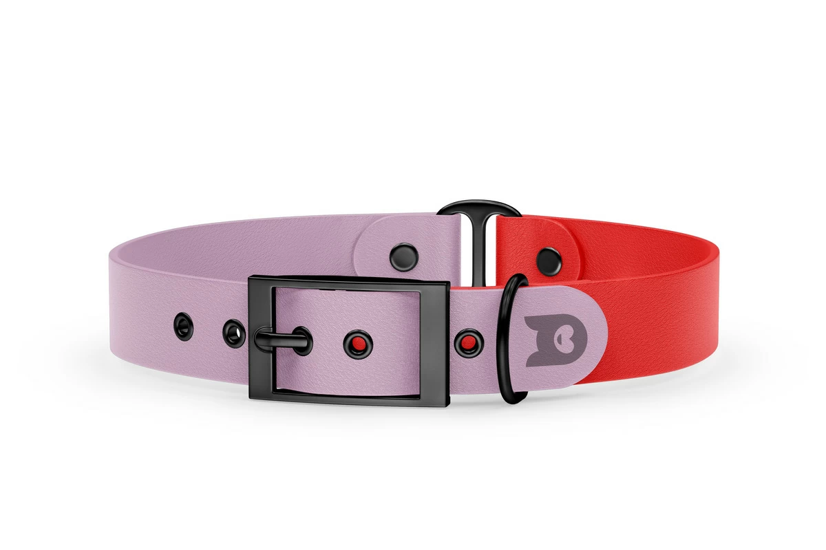Dog Collar Duo: Lilac & Red with Black