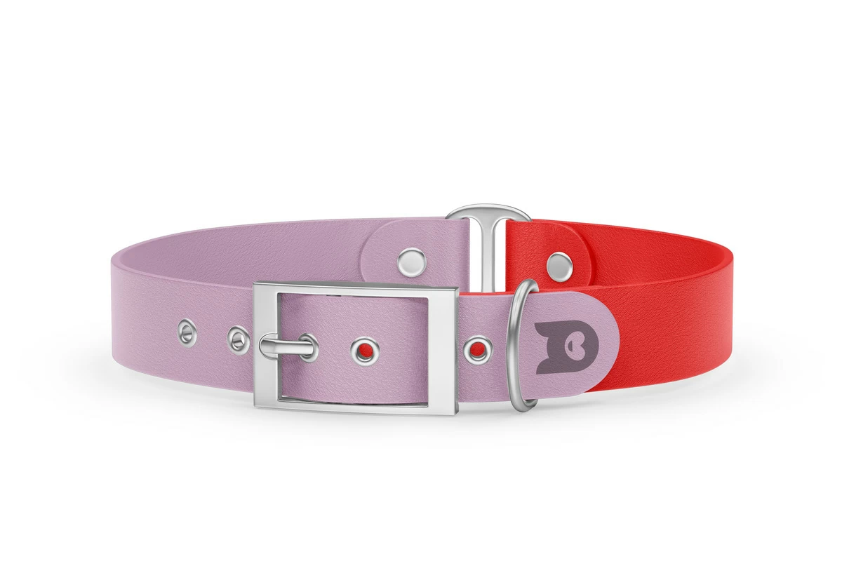 Dog Collar Duo: Lilac & Red with Silver